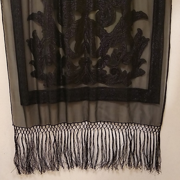 Echo Accessories - Formal Black Fringe Wrap Echo Brand